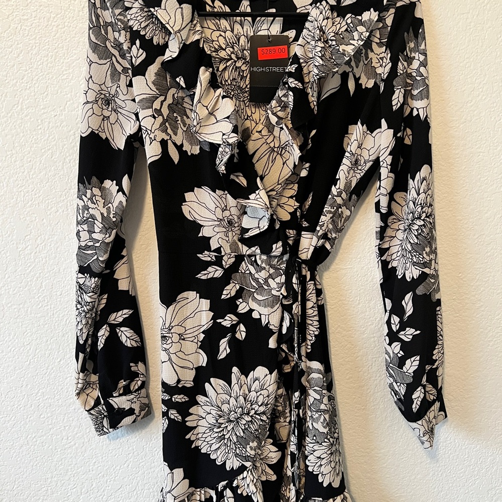 Black Floral Long Sleeve Dress